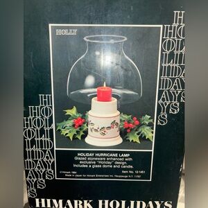 Vintage Glazed Stoneware Holiday Hurricane Lamp